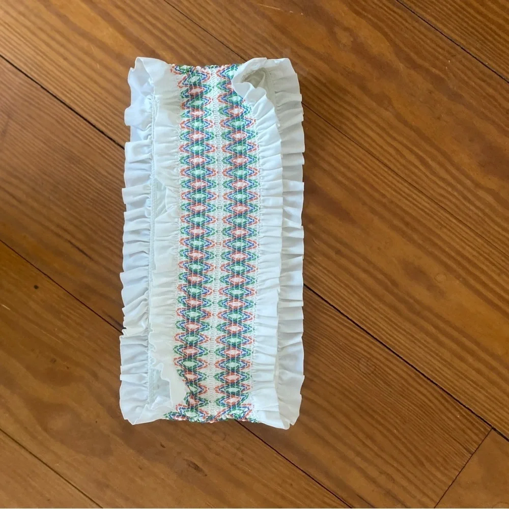 Tory Burch Bandeau Top Multicolor Smocked Swim Tube Top